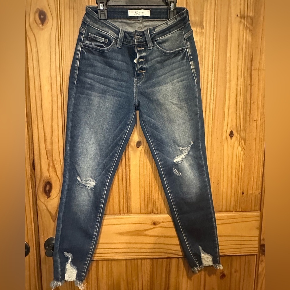 KanCan Women's Medium Blue Ripped Skinny Jeans estilo